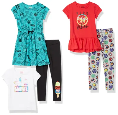 Produktbild von Amazon Essentials Disney | Marvel | Star Wars | Frozen | Princess Mädchen Outfit-Sets zum Kombinieren, 5er-Pack, Marvel-Helden, 11-12 Jahre