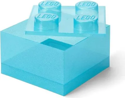 Produktbild von LEGO Storage Brick 4 Top Lid Glitter  (hellblau/transparent)