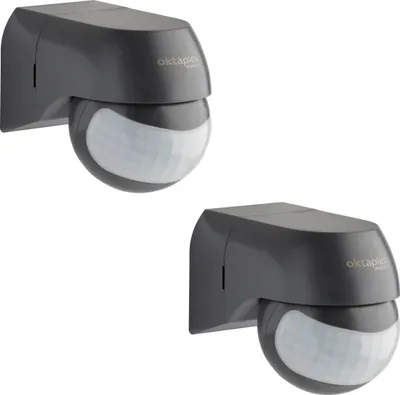 Produktbild von 2x Oktaplex Bewegungsmelder IP44 Infrarotsensor 180° schwenk- & neigbar anthrazit