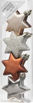 Produktbild von Christbaumschmuck Kunststoff Sterne 6cm braun / silber, 8er Set