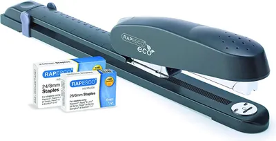 Produktbild von RAPESCO Langarm-Heftgerät ECO schwarz mit Heftklammern