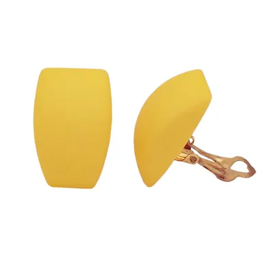 Produktbild von Clip Ohrring 27x17mm Trapez gelb matt Kunststoff-Bouton gelb 27x17mm