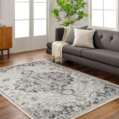 Vintage-Teppich 200x274 cm, grau, orientalisch, pflegeleicht