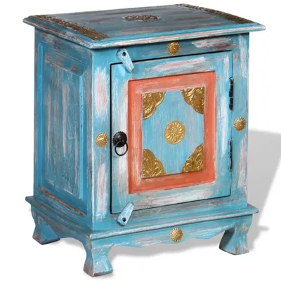 Immagine prodotto di Comodino in Legno Massello di Mango Blu