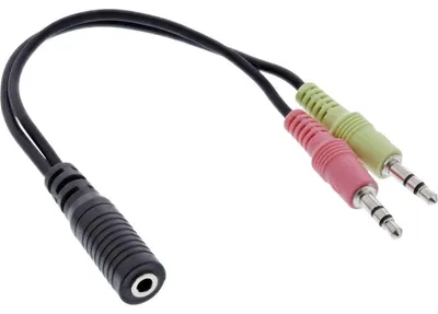 Immagine prodotto di InLine® 99312A Cavo adattatore per cuffie audio, 2x spina jack da 3,5 mm a presa jack da 3,5 mm a 4 pin OMTP, 0,15 m