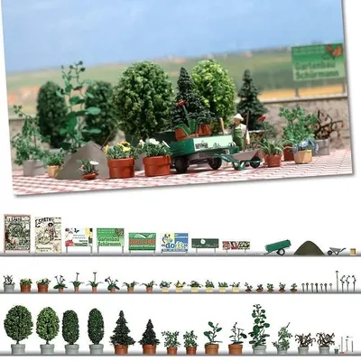 Image de Busch H0 1211 Set de bacs à fleurs et à plantes - NEUF