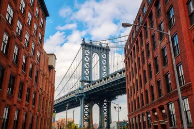 Produktbild von Muralo Fototapete Architektur 360 (B) x 240 (H) cm Vliestapete Wand Tapete New York Brücke Himmel Wohnzimmer Schlafzimmer moderne Wandbild Abstraktion Wand Dekoration