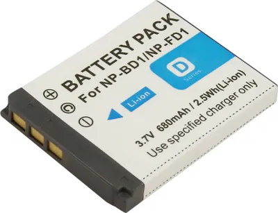 Image de Avizar, Sony NP-BD1 / NP-FD1 Batterie d'appareil photo au lithium-ion 3,7V 680mAh, blanc