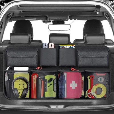 Produktbild von Famanu Auto Organizer Faltbar mit Elastischem Netz - Praktischer Kofferraumhelfer
