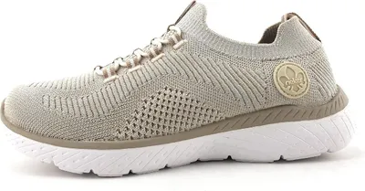 Immagine prodotto di Scarpe da ginnastica Rieker Knitup 191, modello basso, colore beige, ideali per il tempo libero