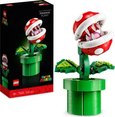 Produktbild von LEGO 71426 Super Mario Piranha-Pflanze Set, bewegliche Figur mit Pfeife und 2 Münzelementen, Modellbausatz für Erwachsene zum Bauen, Schlafzimmer-Deko, Geschenk für Männer, Frauen und Jugendliche