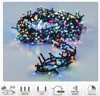 Zdjęcie produktu dla Mikroklaster | Oświetlenie świąteczne | 20 m – 1000 diod LED – wielokolorowe – timer – funkcje świetlne