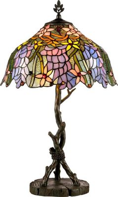 Casa Padrino Luxus Tiffany Tischlampe Schwarz / Mehrfarbig Ø 40 x H. 62 cm - Luxus Qualität