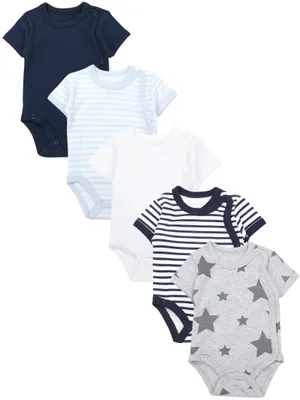 Produktbild von TupTam Baby Jungen Kurzarm Wickelbody Baumwolle Body 5er Set , Farbe: Farbenmix 4, Größe: 74