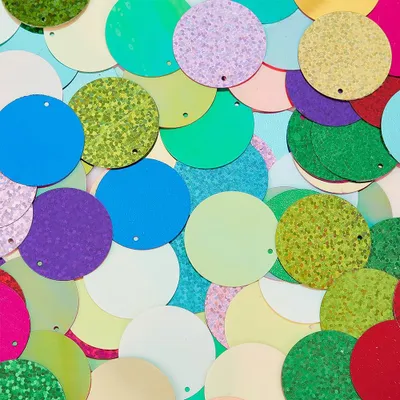 Pailletten-Set 80 Stück, rund, 2,9 cm, gemischte Farben, Kunststoff