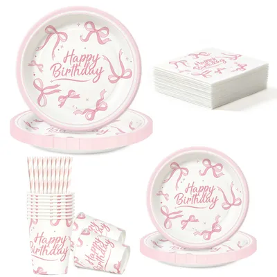 Imagen del producto de Kit de decoración para fiestas de cumpleaños, de 60 piezas, con lazos rosas