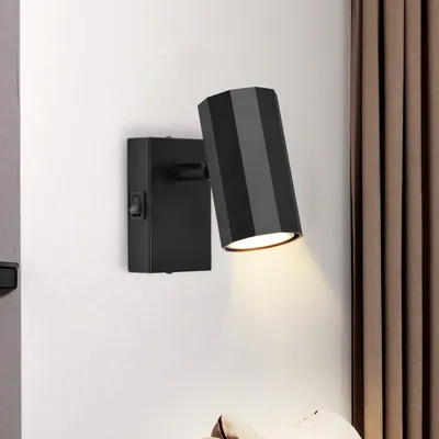 Produktbild von ZMH Wandleuchte innen 1 Flammig Schwarz Wandspots Wandlampe GU10 Retro Schalter Schwenkbar 330° Flurlampe Metall für Wohnzimmer Küche Schlafzimmer