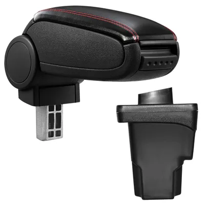 Armlehne Mittelarmlehne Leder Bezug Schwarz / Rot für Seat Leon 3 III 5F 2012 – Produktansicht