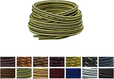 Zweifarbige Schnürsenkel für Wanderschuhe / Arbeitsschuhe - Schwarz Gelb - 180 cm