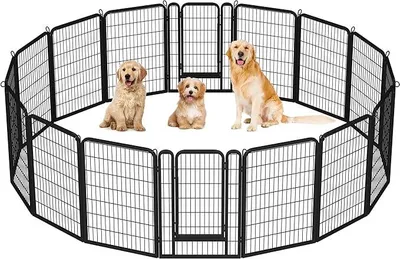 Imagen del producto de Jaula para cachorros, modelo de 16 paneles, 100 cm de altura, fabricada en metal, con 2 puertas