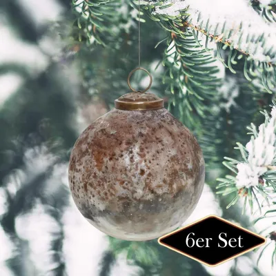 Produktbild von Premium Weihnachtskugeln rund, Glas braun patiniert - handgemacht Indien, ⌀10 cm