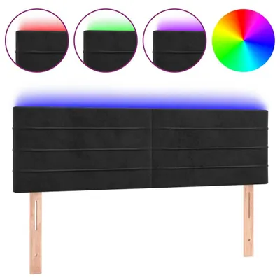 Zdjęcie produktu dla Zagłówek do łóżka z LED, czarny, 144x5x78/88 cm, aksamit