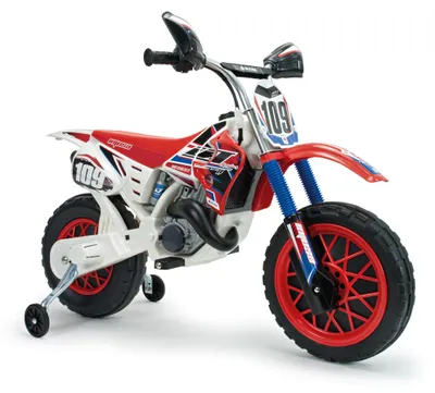 Produktbild von INJUSA Scrambler Cross CR Elektromotorrad für Kinder ab 3 Jahren – 6V Elektro-Motorrad mit Gashebel am Lenker & Stützrädern - 5 km/h