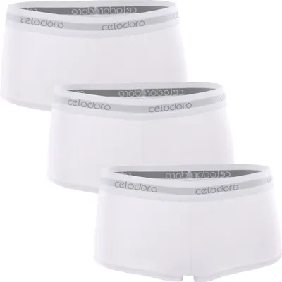 Produktbild von Celodoro Damen Panty mit Webgummi-Bund (3er Pack), Sport Boxer Slip - Weiß XL