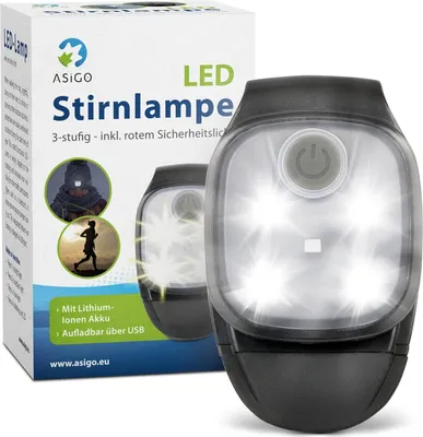 Obrázok produktu pre LED čelovka Asigo s klipom – vodotesná a multifunkčná
