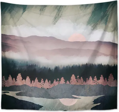 Image de 130cm x 150cm coucher de soleil tapisserie arbre tissu tapisserie montagne tenture murale psychédélique nature paysage tapisserie décoration pour chambre salon,couleur 21