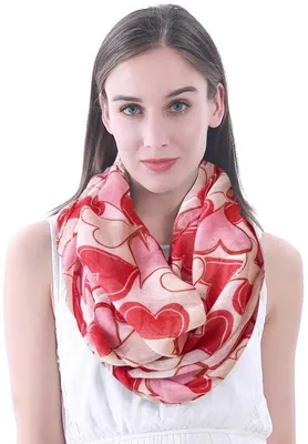 Produktbild von Unyqoos® Damen-Schal mit Herzmuster – leichter, weicher 90×180 cm Schal, für alle Jahreszeiten, elegantes Halstuch für Alltag & besondere Anlässe