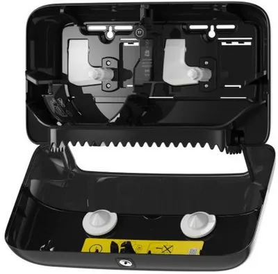 Produktbild von Tork 558048, Rollen-Toilettenpapierspender, Schwarz, Kunststoff, 360 mm, 130 mm, 207 mm