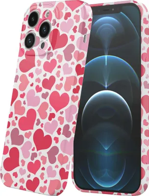 Produktbild von Smartphonica Handytasche geeignet für iPhone 12 Pro mit Herzen Aufdruck - Flexible Softcase TPU - Backcover Case Hearts Design