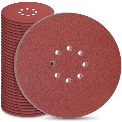 Zdjęcie produktu dla Papier ścierny 225mm z rzepem, 50 sztuk, gradacje: P40/60/80/120/240, 8 otworów, do szlifierki gipsowniczej