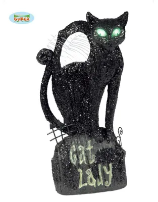 Produktbild von Katze mit leuchtenden Augen Halloween Deko ca. 30 cm