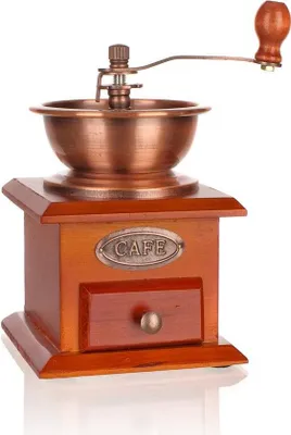 Produktbild von CULINARIA Kaffeemühle mit einstellbarem Mahlgrad und herausnehmbarer Holzschublade im Retro-Design