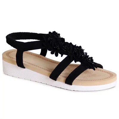 Produktbild von topschuhe24 3070 Damen Keilabsatz Sandalen Plateau Sandaletten , Farbe:Schwarz, Größe:41 EU