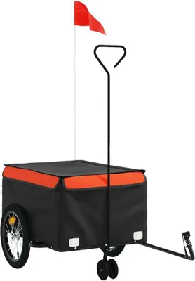 Produktbild von vidaXL Fahrradanhänger Schwarz und Orange 45 kg Eisen
