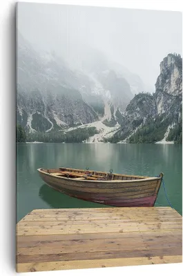 Produktbild von Bild auf Leinwand - Leinwandbild - Einteilig - Berge See Boot - 70x100cm - Wand Bild - Wanddeko - Wandbilder - Leinwanddruck - Kunstdruck - Wanddekoration - Leinwand bilder - Wandbild - PA70x100-3978