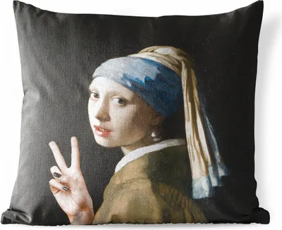 Produktbild von MuchoWow® Outdoor Kissen - Das Mädchen mit dem Perlenohrring - Vermeer - Kunst - 50x50 cm - Wetterfest - Lounge Kissen - Komfortabel - Kissen mit Bild