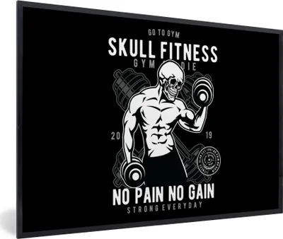 Produktbild von MuchoWow® MuchoWow® Gerahmtes Poster Gewichte - Fitness - Skelett - Vintage 30x20 cm - Poster mit zchwarzem Bilderrahmen - Kunstdruck - Bild-Poster