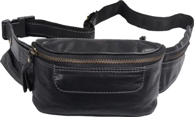Produktbild von Gürteltasche Leder Lederbauchtasche mit Metallreißverschluss schwarz