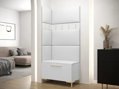 Obrázek produktu pro Stěna do chodby s čalouněnými panely ANDORA 4 - bílá / bílá
