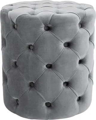 Produktbild von Sitzhocker BADOR - Samt Grau 42x42x46 cm | Hocker Schlafzimmer Polsterhocker Wohnzimmer Sitzbank Esszimmer