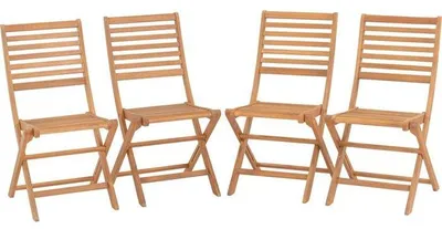 Zdjęcie produktu dla Zestaw 4 składanych krzeseł ogrodowych EDEN, wykonanych z certyfikowanego drewna eukaliptusowego  o wymiarach 57,5 x 46,5 x wysokość 90 cm