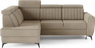Produktbild von Couch für Wohnzimmer, Samstoff, Ecksofa mit Schlaffunktion und Bettkasten, Schlafsofa, Sofagarnitur, L Sofa Eckcouch L-Form Wohnlandschaft mit Bettfunktion - Ecksofa MOSTA II Beige (Element 06) - Links