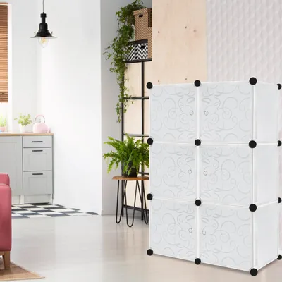 Produktbild von YZNAHRE Kleiderschrank 70 cm Breit Garderobenschrank Steckregalsystem mit 6 Würfel DIY Kleiderschränke Kunststoffschrank mit Tür Regalsystem Schrank Standregal, Weiß