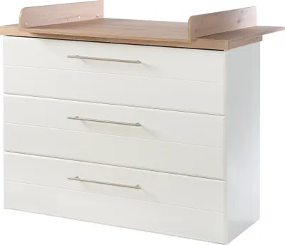 Produktbild von roba Wickelkommode 'Nele' breit, inkl. Wickelansatz, weiß, Kranz in 'Artisan Eiche', Wickelhöhe 93 cm