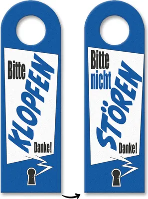 Produktbild von Bitte nicht stören oder klopfen Türhänger mit Schlüsselloch Motiv in blau