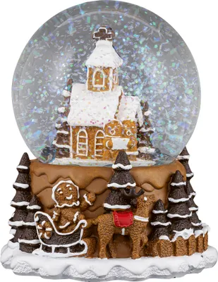 Produktbild von HGD Schneekugel Lebkuchenhaus - Glaskugel mit Glitzerpartikeln und winterlichen Elementen - 12 x 13,5 cm (D x H)
